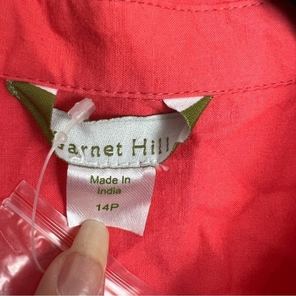 Garnet Hill Orange 100% Cotton Collared Button-Down Shirt Women's Size 14P Top - Picture 4 of 9